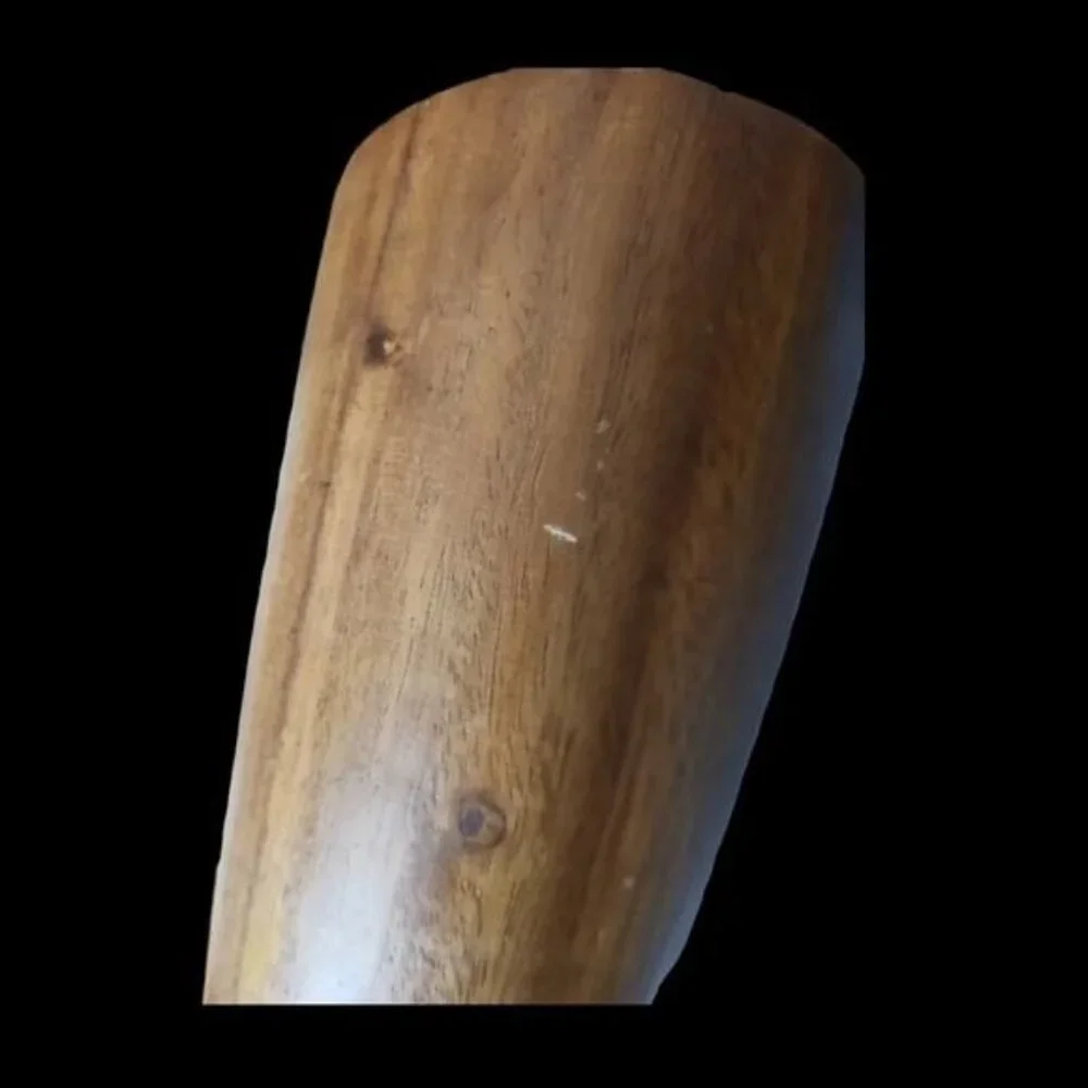 VTG wood vase asymetrical cylinder shape vase